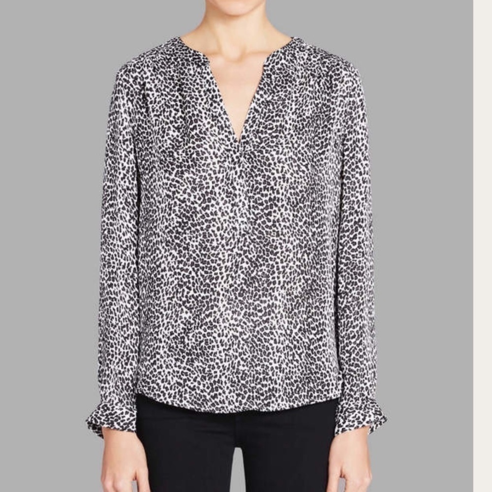 Joie Women's Gray Carita Blouse leopard print size Small T122